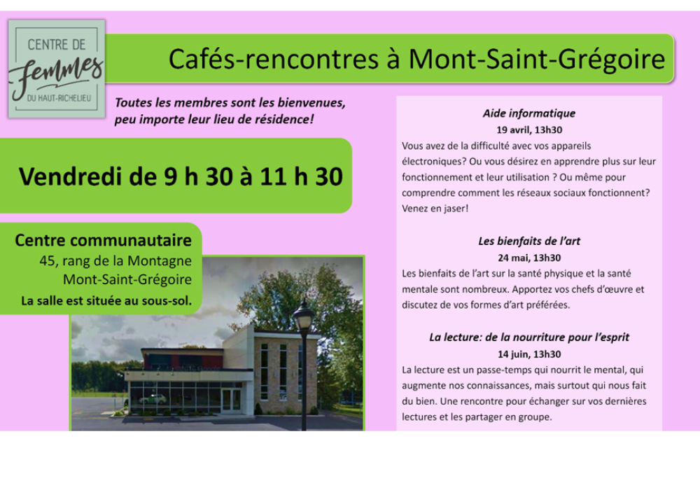Café-rencontre du Centre de femmes du Haut-Richelieu