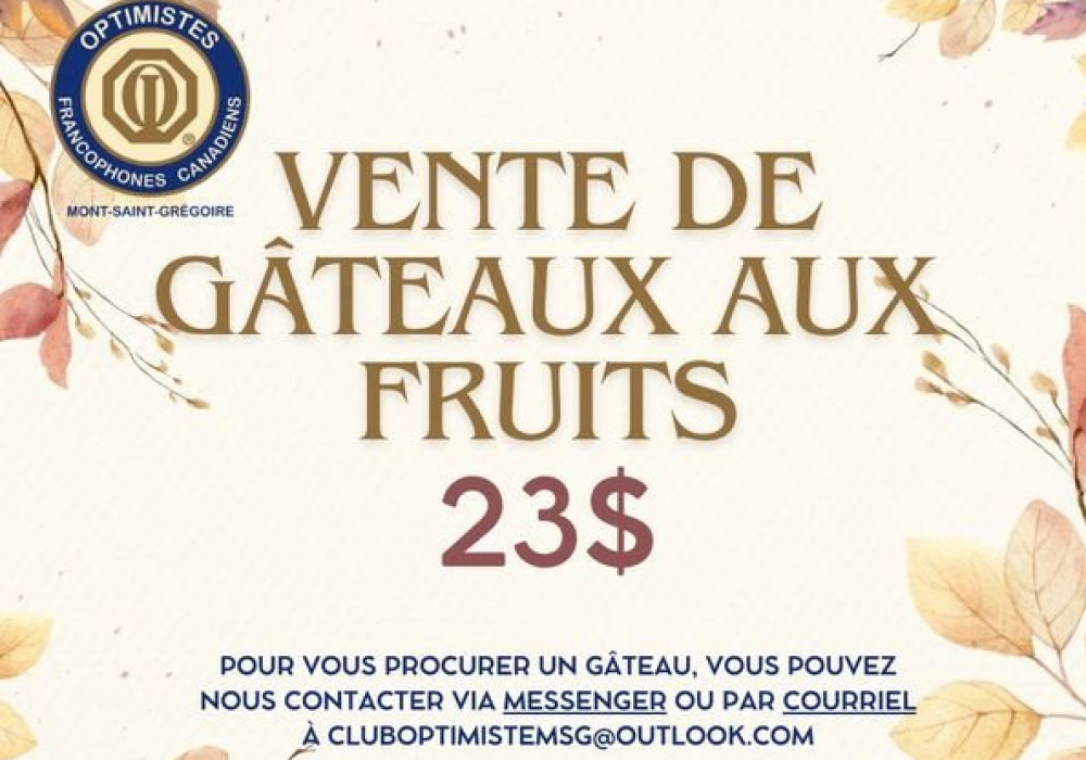 Vente de gâteaux aux fruits 