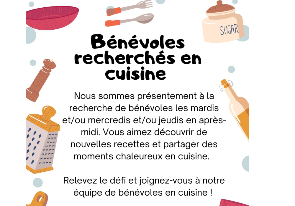 Recherche de bénévoles en cuisine pour le Centre d’action bénévole d’Iberville et de la région