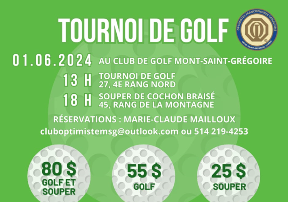 Tournoi de golf du Club Optimiste 