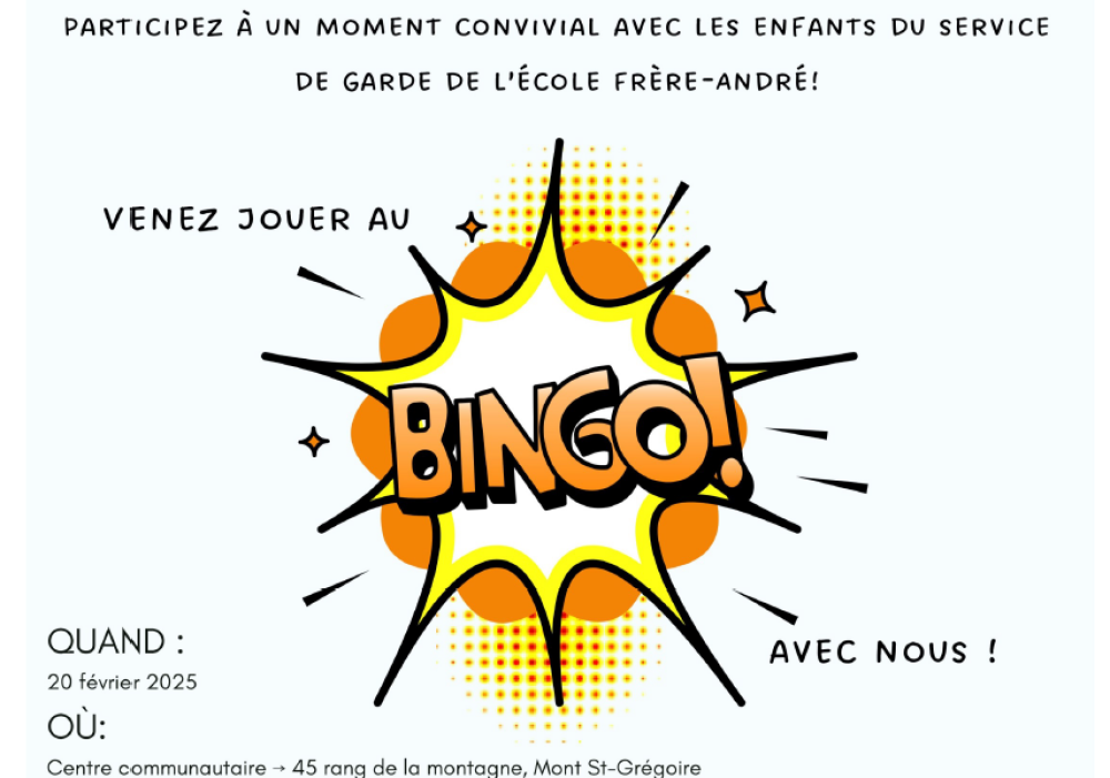 Bingo inter-générationel avec le service de garde de l’école Frère-André