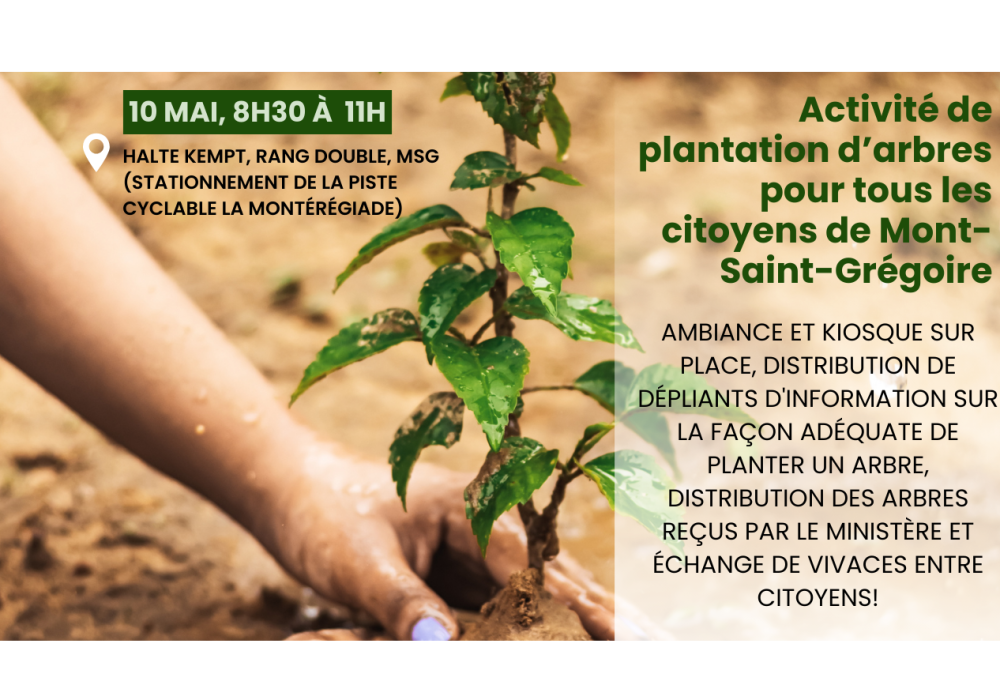 Activité de plantation d’arbres pour tous les citoyens de Mont-Saint-Grégoire