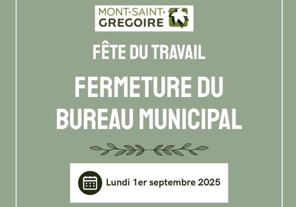 Fermeture du bureau municipal le 1er septembre 2025