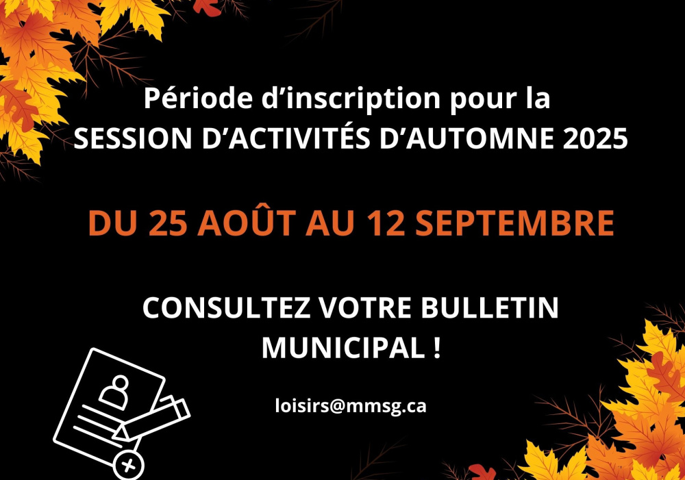 Inscriptions aux activités de loisirs - session automne