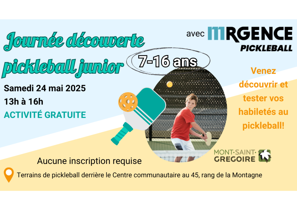 Journée découverte pickleball junior 7 à 16 ans