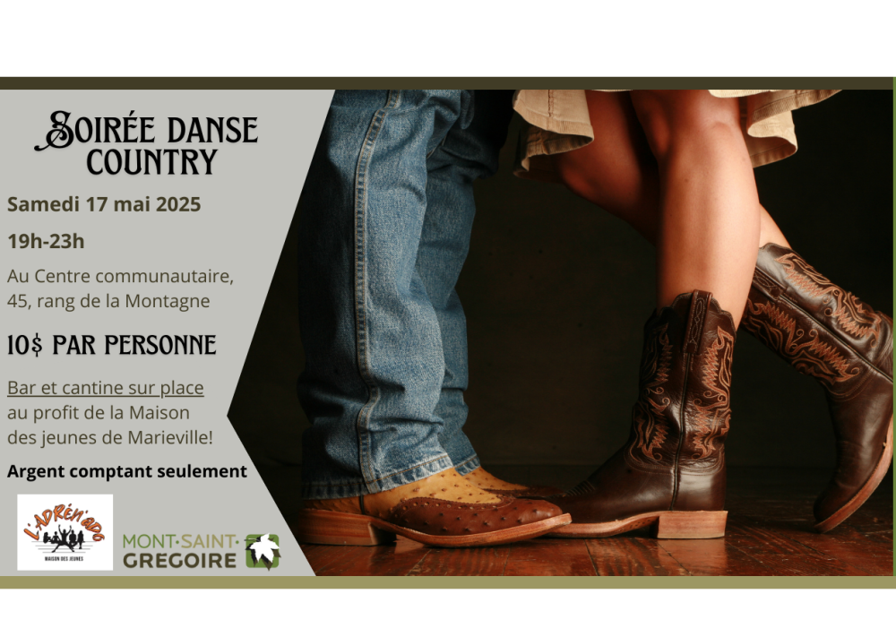 Soirée de danse country au profit de la Maison des jeunes de Marieville