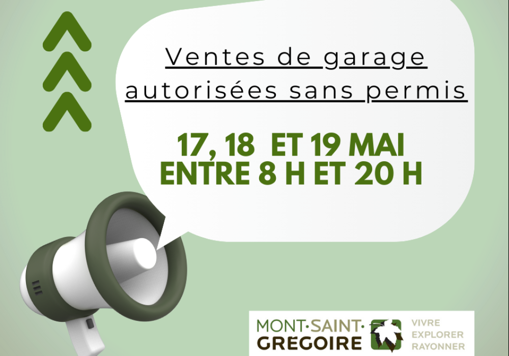 Ventes de garage autorisées sans permis