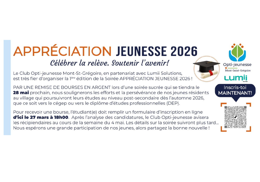 Appréciation jeunesse 2026