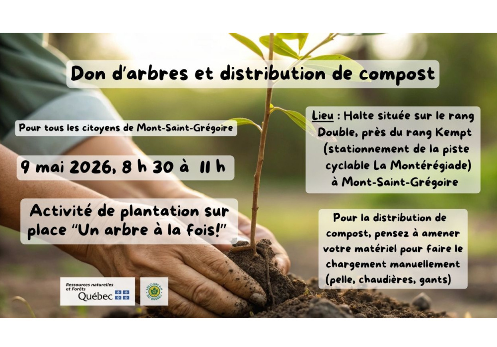 Activité de plantation "Un arbre à la fois", don d’arbres et distribution de compost